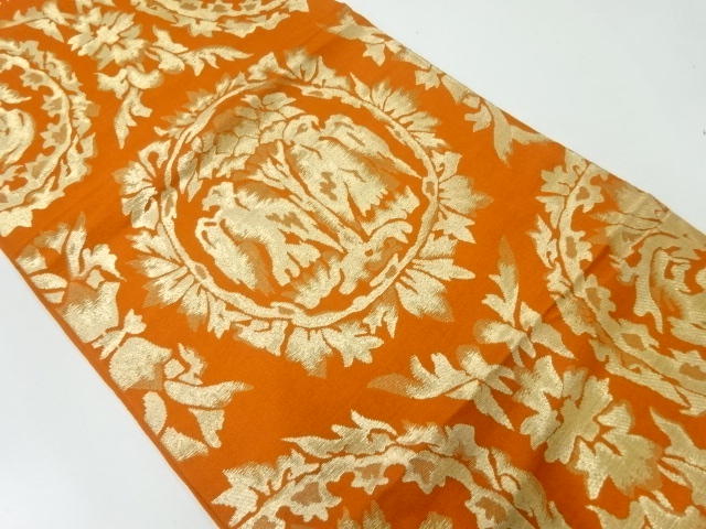 アンティーク　花鳥模様織出し袋帯（材料）